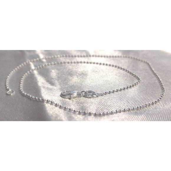 Sterling Silver 925 Plated 16 Inch Ball Chain Necklace New Thin 1/16th" Lobster - Picture 3 of 3